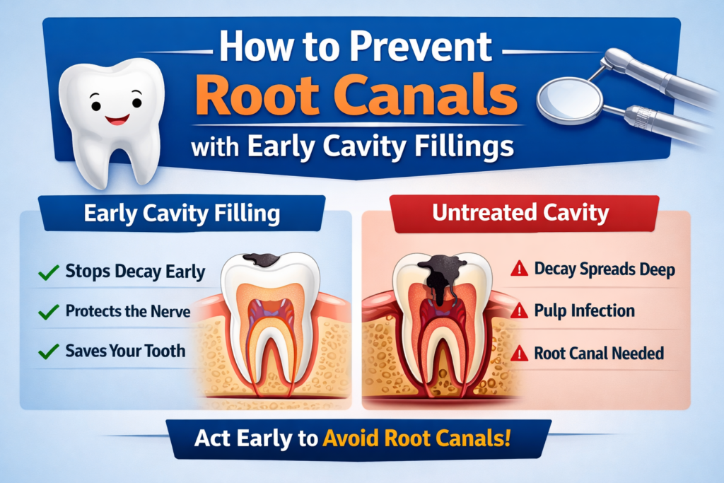 How to Prevent Root Canals with Early Cavity Fillings